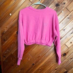 Bo+Tee Vibrant Pink Cropped Sweatshirt Size Small